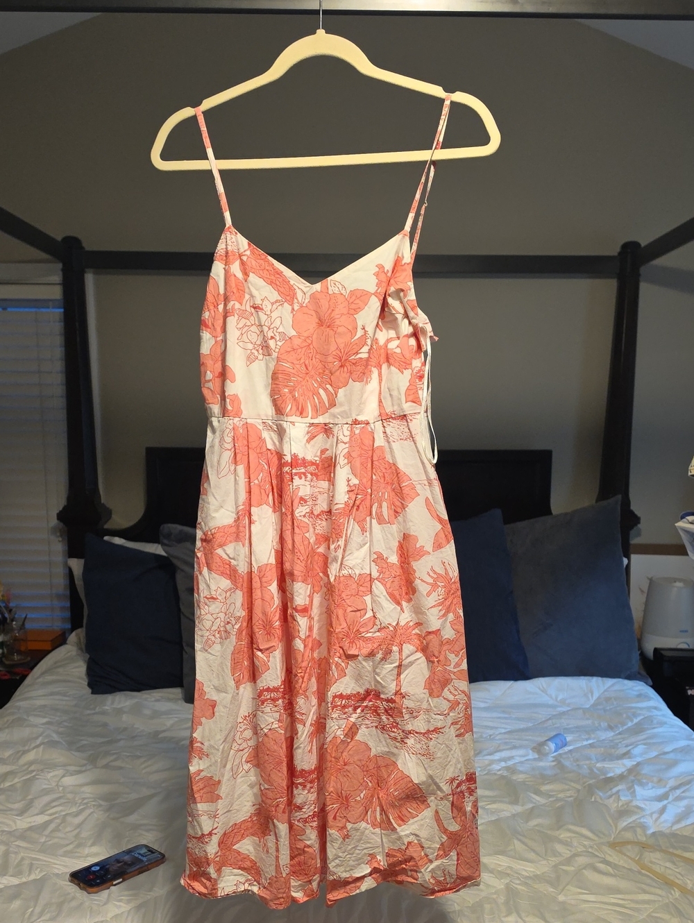 Zara Trafaluc Coral Floral Spaghetti Strap Fit & Flare Dress